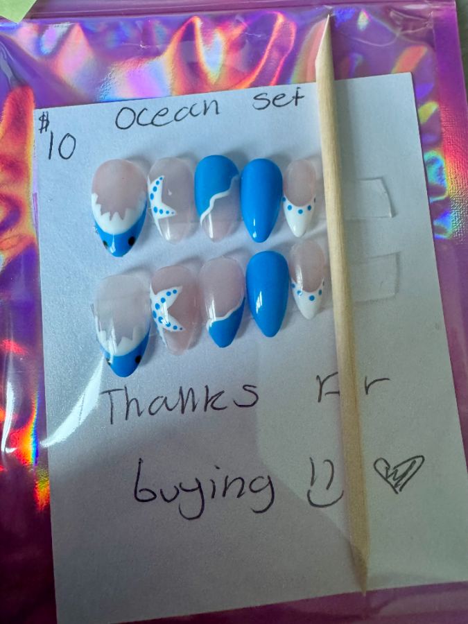 Ocean Set hand-painted press-on nails